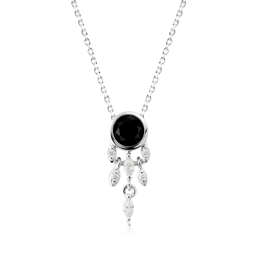 Dreamcatcher Inspired Black Spinel Necklace - LUO Jewelry #metal_18k white gold