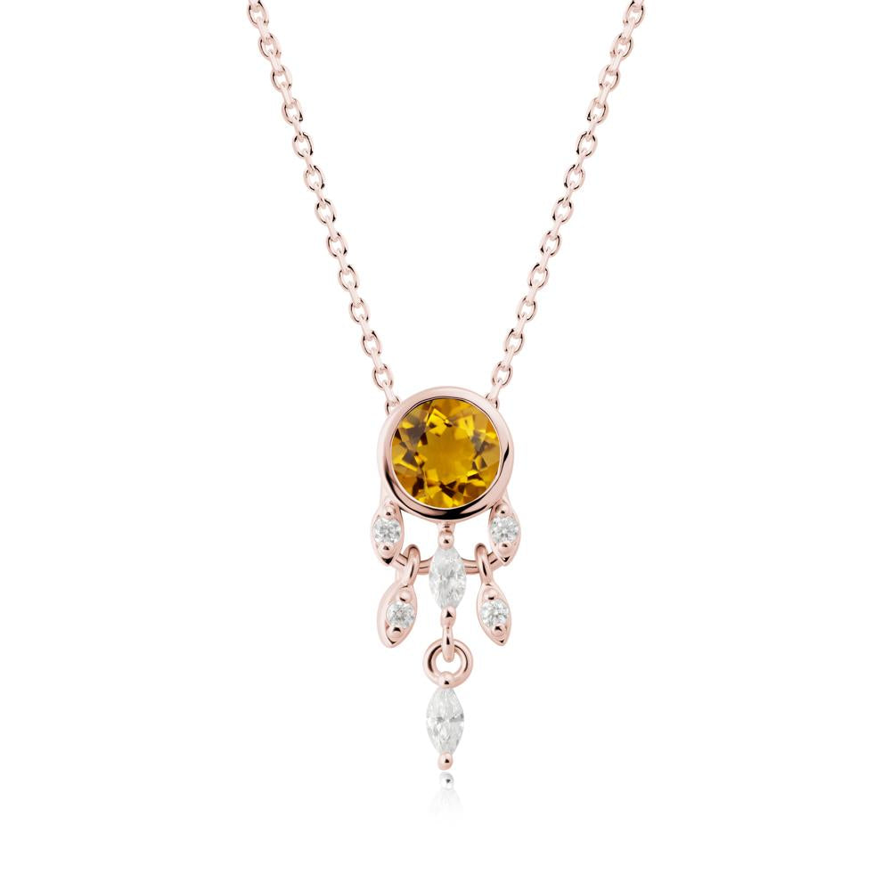 Dreamcatcher Inspired Citrine Necklace - LUO Jewelry #metal_18k rose gold