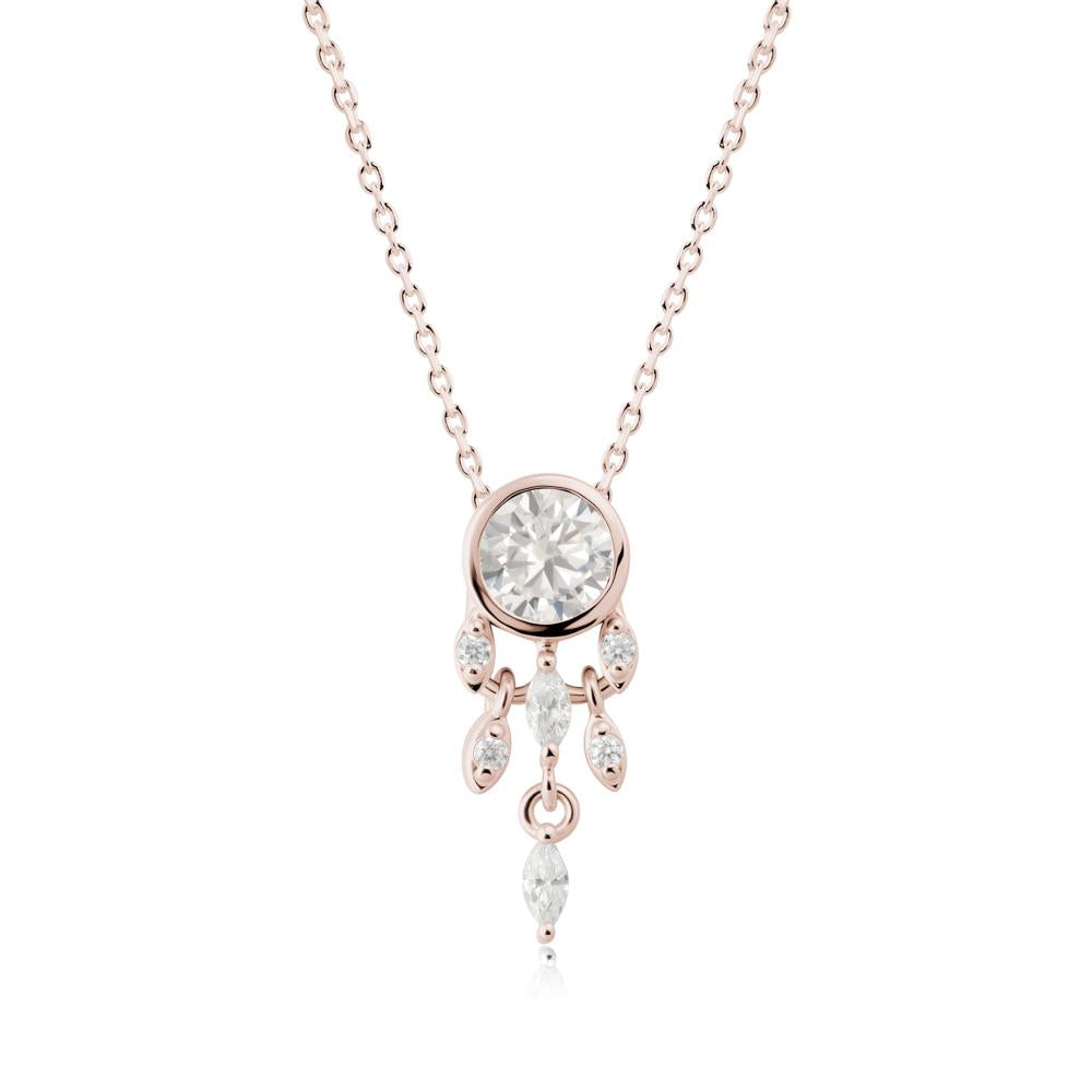 Bezel Set Round Cubic Zirconia Pendant - LUO Jewelry #metal_14k rose gold