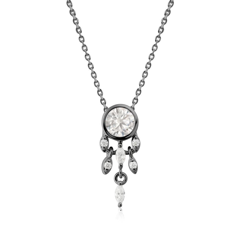 Bezel Set Round Cubic Zirconia Pendant - LUO Jewelry #metal_black finish sterling silver