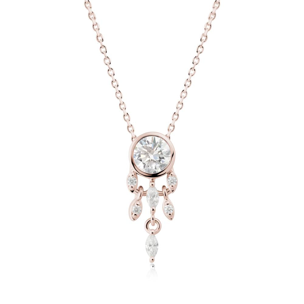 Bezel Set Round Diamond Pendant - LUO Jewelry #metal_14k rose gold