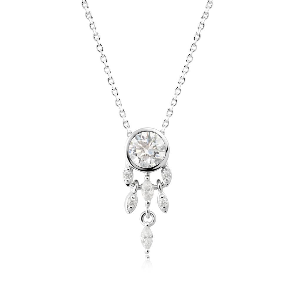 Bezel Set Round Diamond Pendant - LUO Jewelry #metal_14k white gold