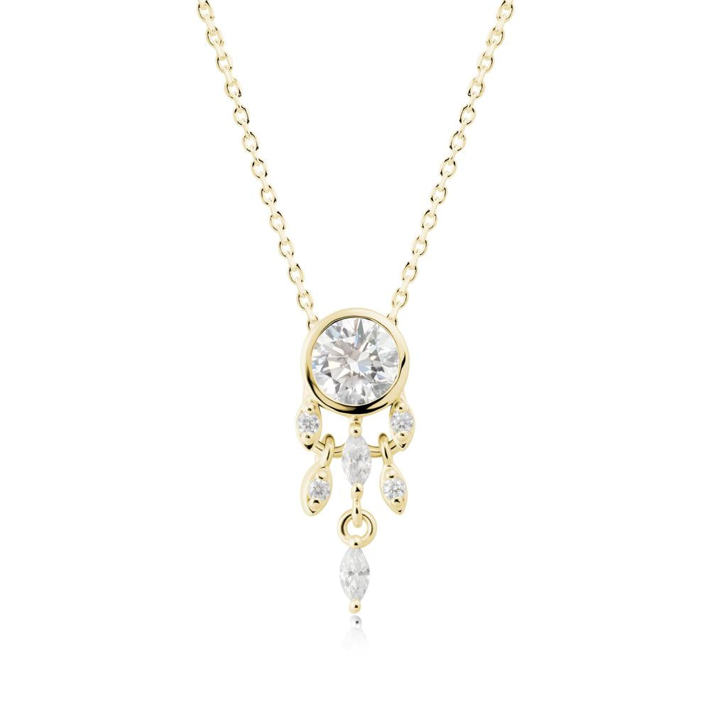 Bezel Set Round Diamond Pendant - LUO Jewelry #metal_18k yellow gold