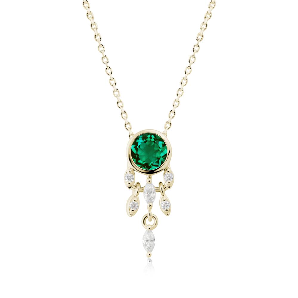 Dreamcatcher Inspired Emerald Necklace - LUO Jewelry #metal_14k yellow gold