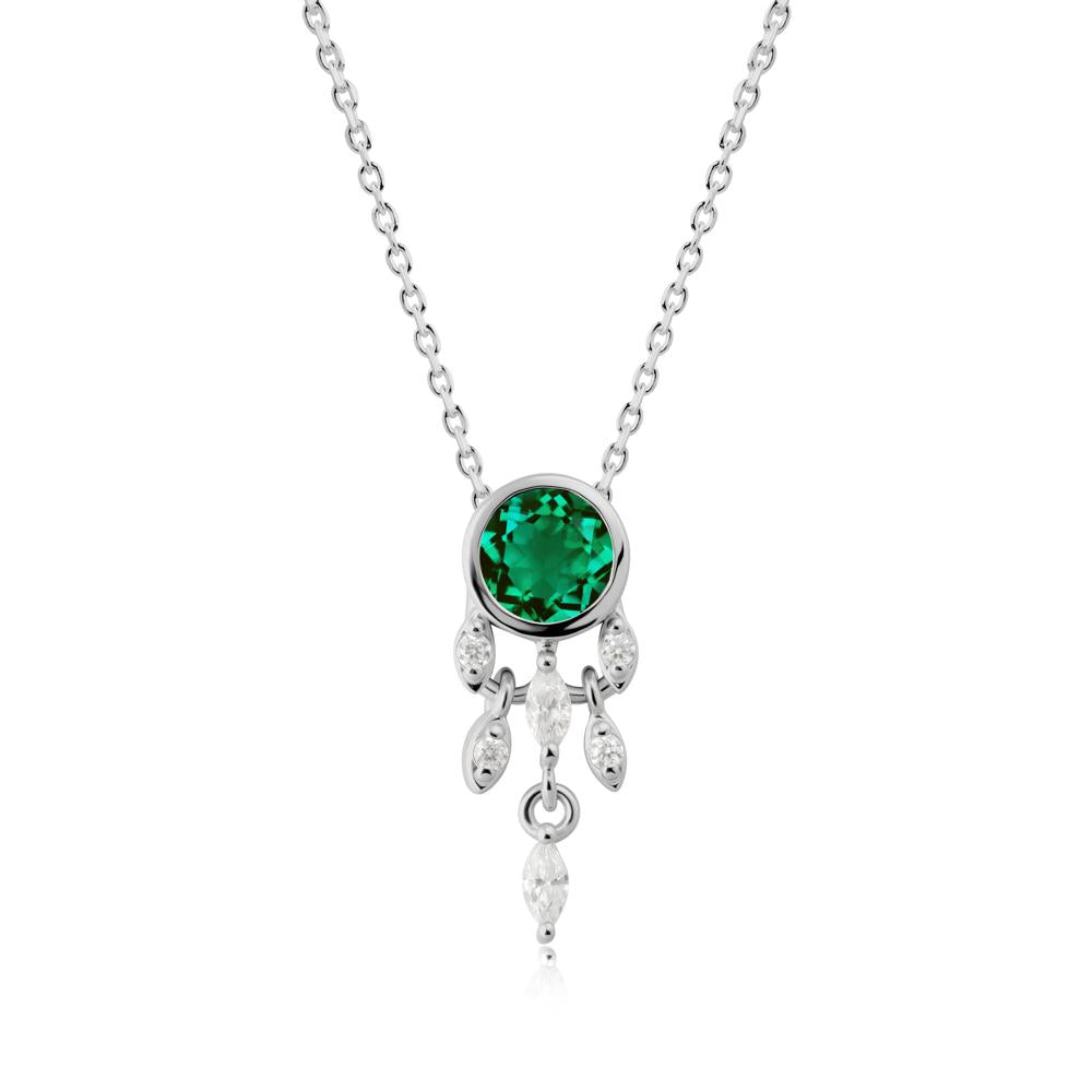 Dreamcatcher Inspired Emerald Necklace - LUO Jewelry #metal_platinum