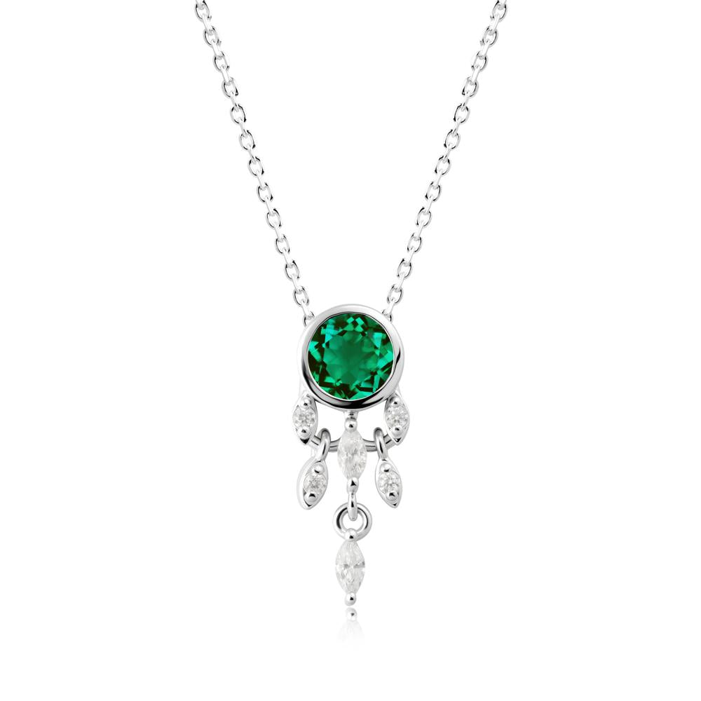 Dreamcatcher Inspired Emerald Necklace - LUO Jewelry #metal_sterling silver
