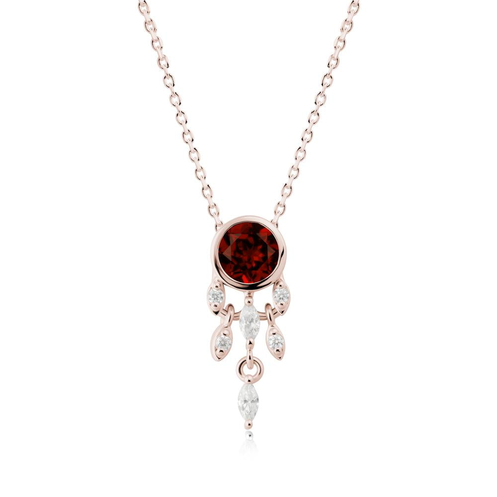 Dreamcatcher Inspired Garnet Necklace - LUO Jewelry #metal_14k rose gold