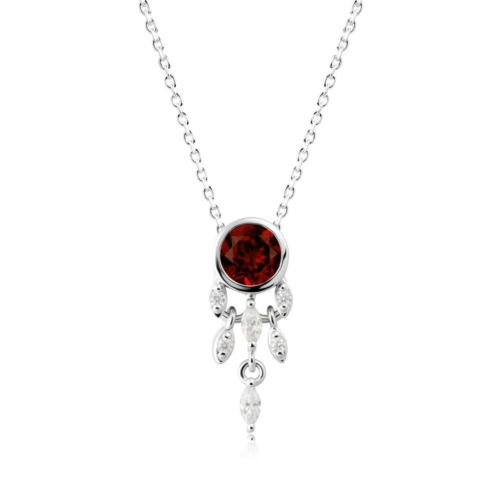 Dreamcatcher Inspired Garnet Necklace - LUO Jewelry #metal_14k white gold