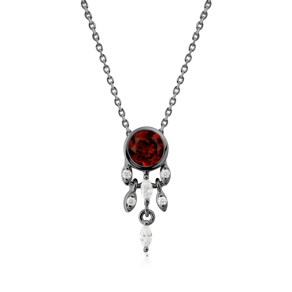 Dreamcatcher Inspired Garnet Necklace - LUO Jewelry #metal_black finish sterling silver