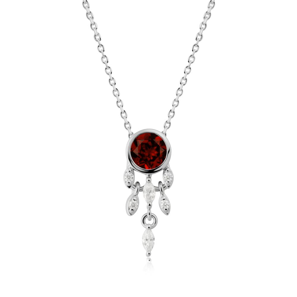 Dreamcatcher Inspired Garnet Necklace - LUO Jewelry #metal_platinum