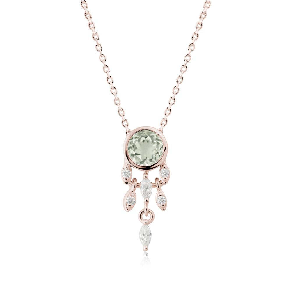 Bezel Set Round Green Amethyst Pendant - LUO Jewelry #metal_14k rose gold