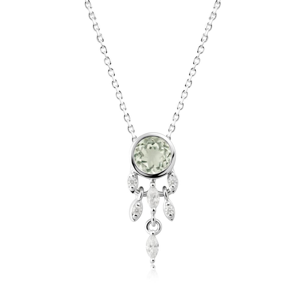 Bezel Set Round Green Amethyst Pendant - LUO Jewelry #metal_sterling silver