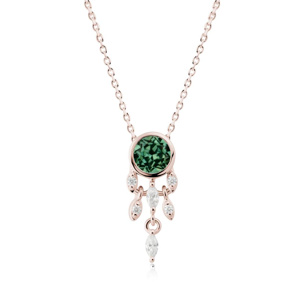 Bezel Set Round Green Sapphire Pendant - LUO Jewelry #metal_14k rose gold