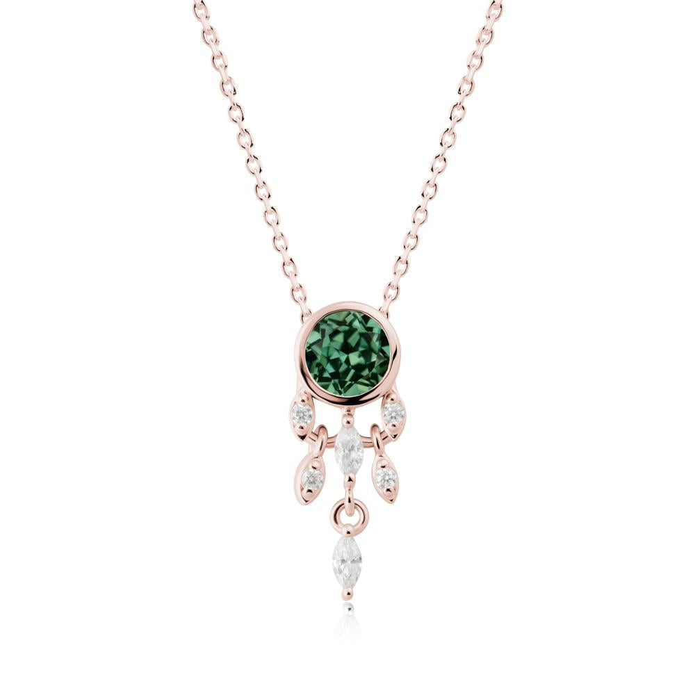 Bezel Set Round Green Sapphire Pendant - LUO Jewelry #metal_18k rose gold