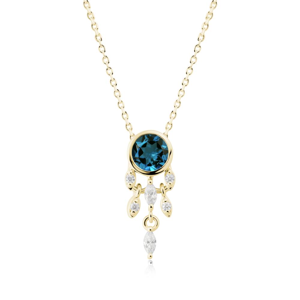 Bezel Set Round London Blue Topaz Pendant - LUO Jewelry #metal_18k yellow gold