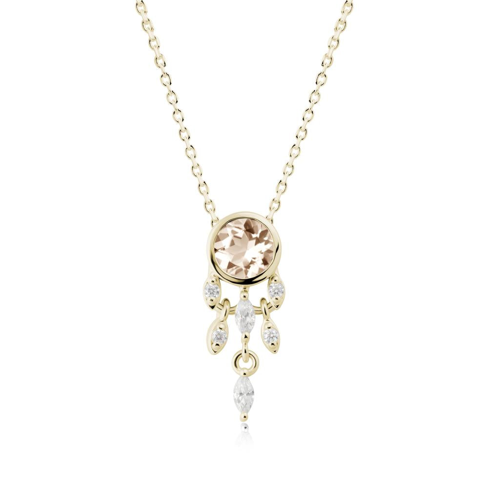 Bezel Set Round Morganite Pendant - LUO Jewelry #metal_14k yellow gold