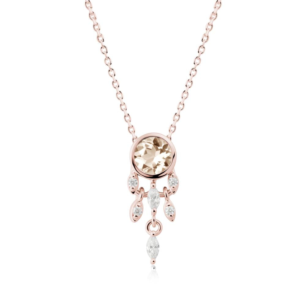 Bezel Set Round Morganite Pendant - LUO Jewelry #metal_18k rose gold