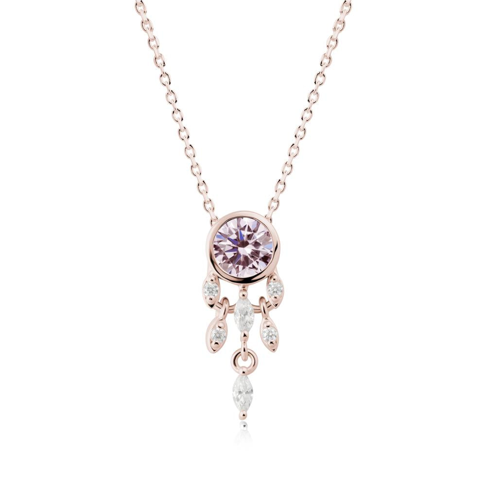 Dreamcatcher Inspired Pink Cubic Zirconia Necklace - LUO Jewelry #metal_14k rose gold