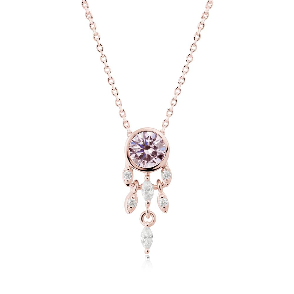 Dreamcatcher Inspired Pink Cubic Zirconia Necklace - LUO Jewelry #metal_18k rose gold
