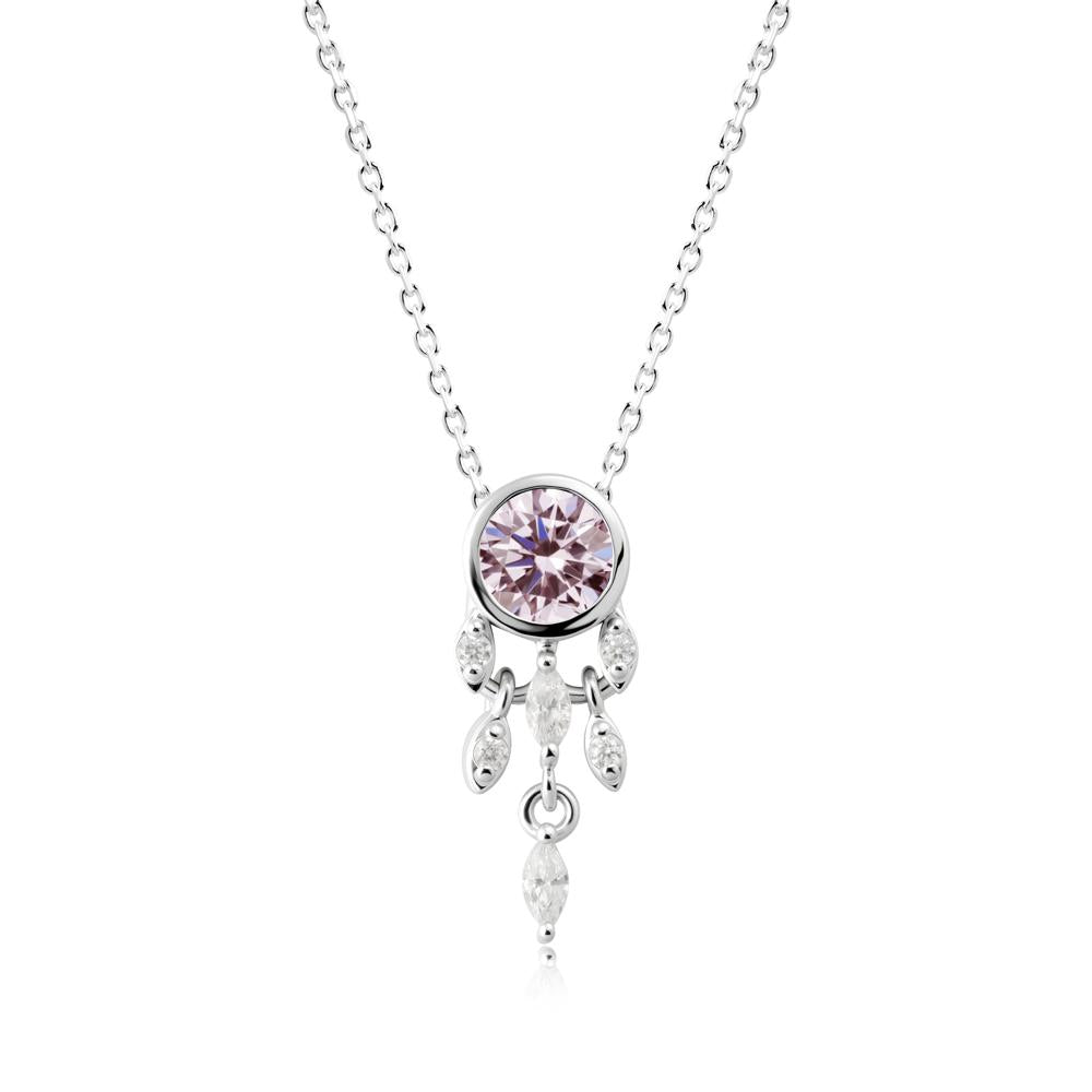 Dreamcatcher Inspired Pink Cubic Zirconia Necklace - LUO Jewelry #metal_18k white gold