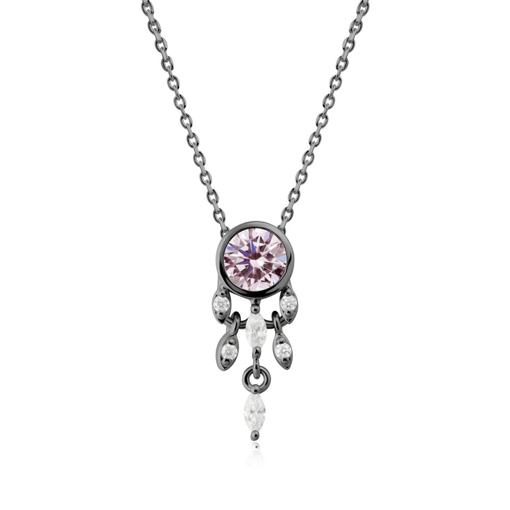 Dreamcatcher Inspired Pink Cubic Zirconia Necklace - LUO Jewelry #metal_black finish sterling silver