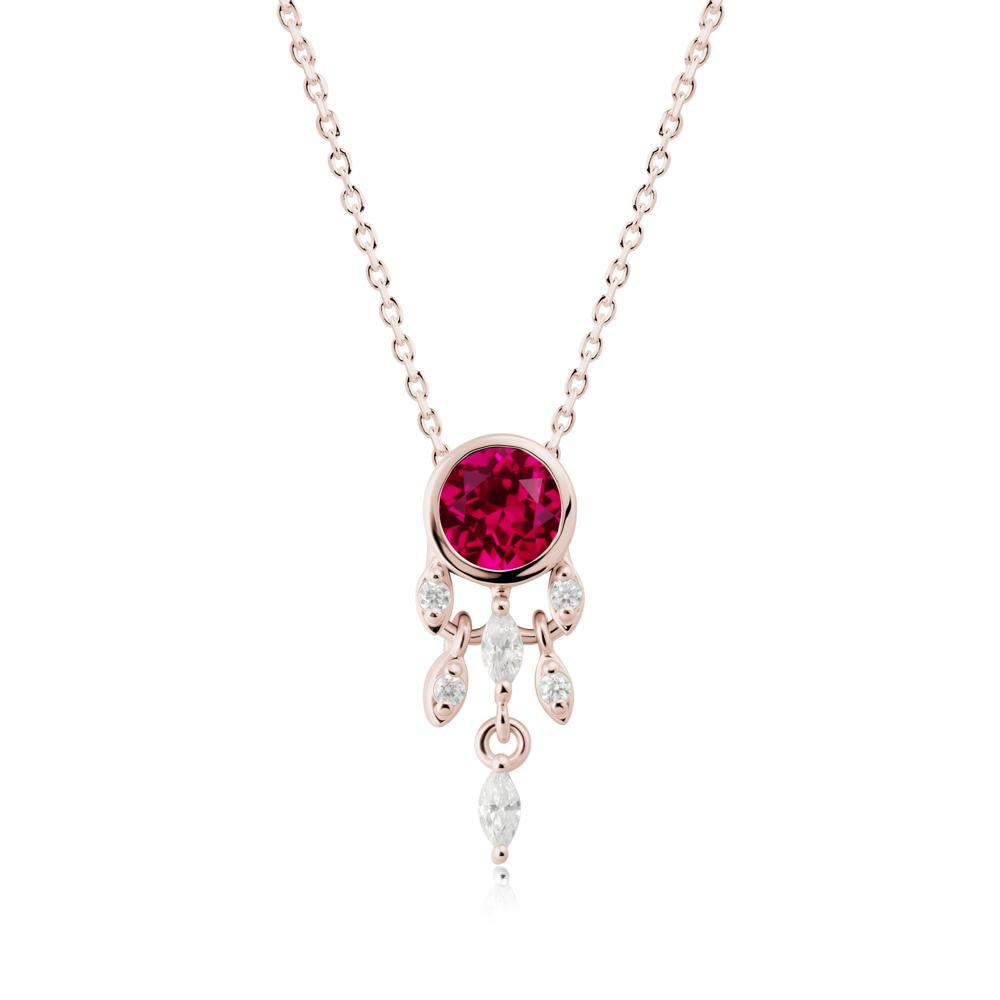 Bezel Set Round Ruby Pendant - LUO Jewelry #metal_14k rose gold