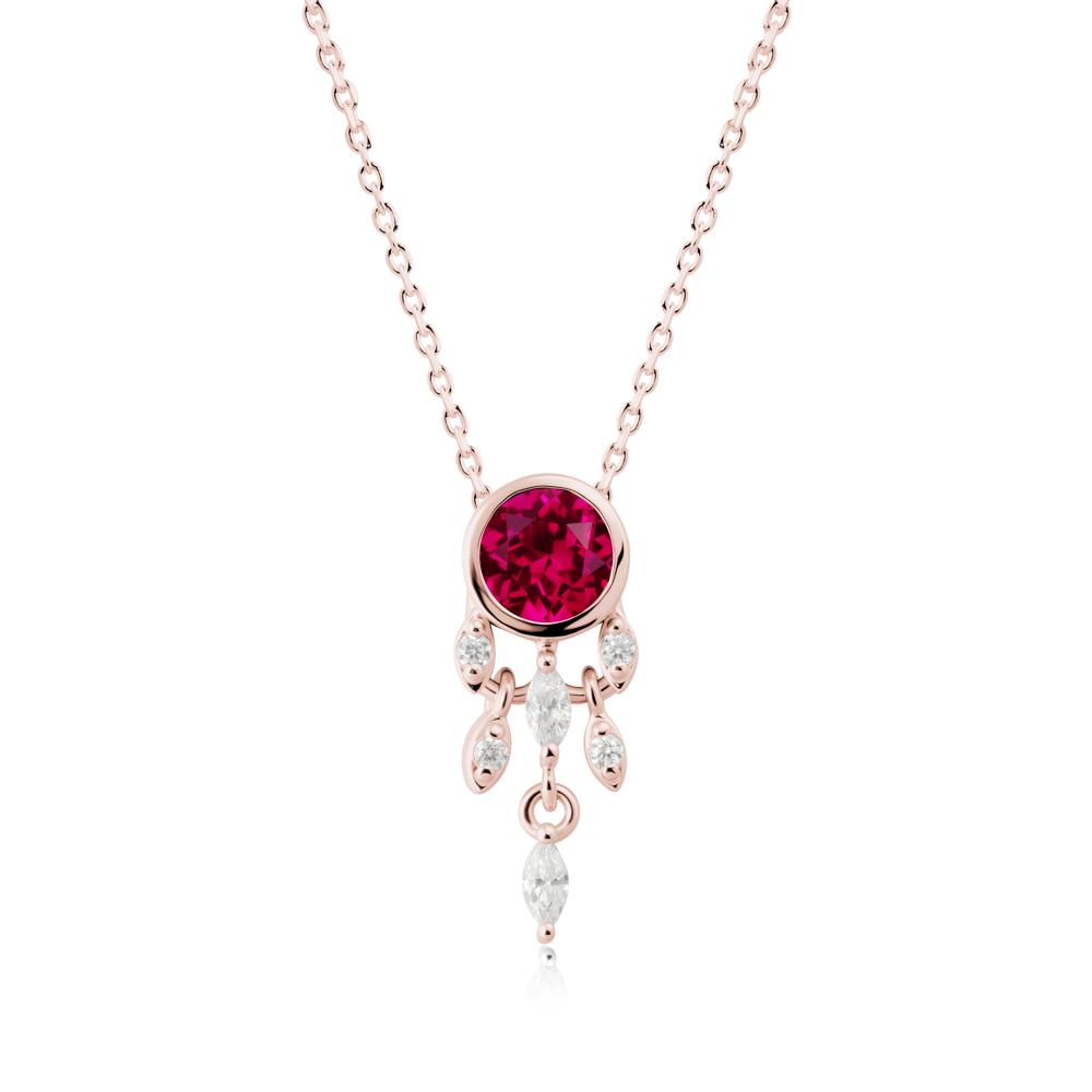 Bezel Set Round Ruby Pendant - LUO Jewelry #metal_18k rose gold