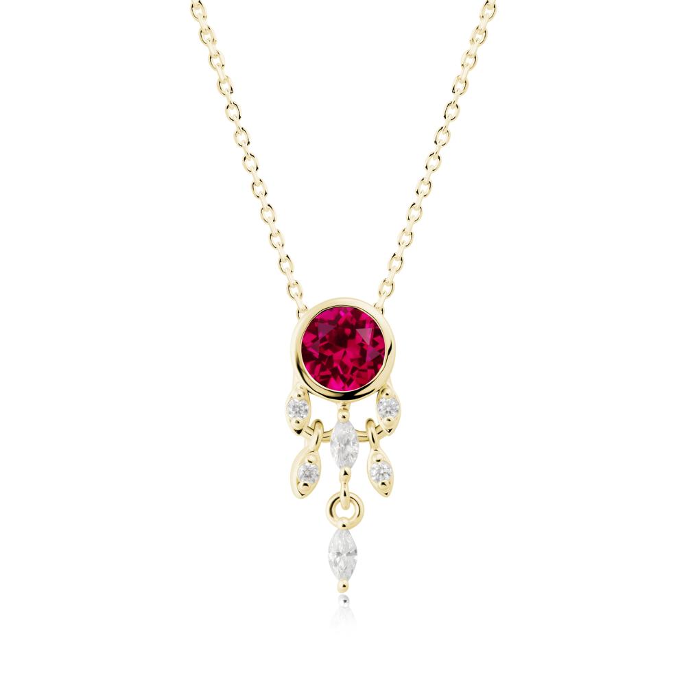 Bezel Set Round Ruby Pendant - LUO Jewelry #metal_18k yellow gold