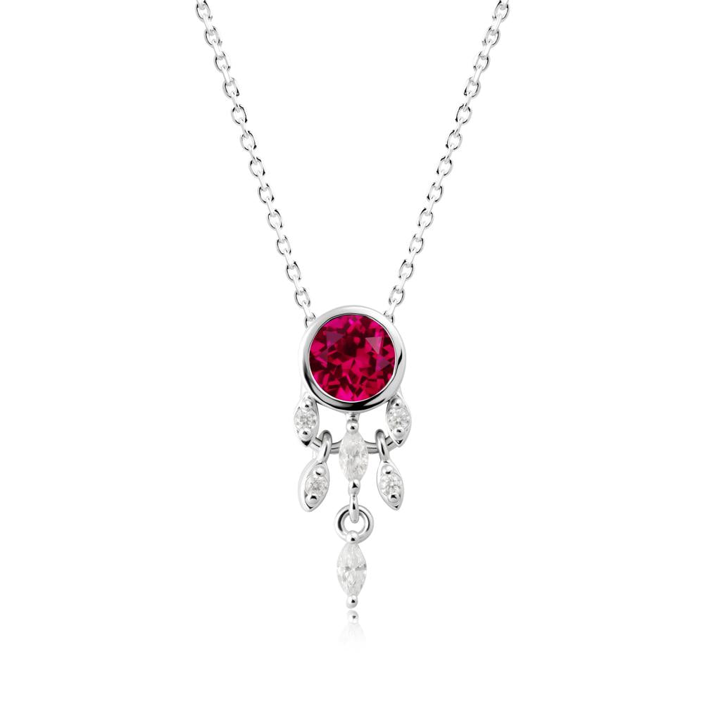 Bezel Set Round Ruby Pendant - LUO Jewelry #metal_sterling silver