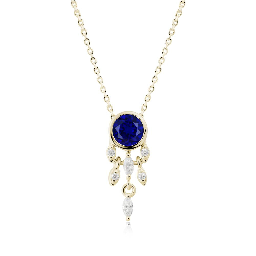 Dreamcatcher Inspired Sapphire Necklace - LUO Jewelry #metal_14k yellow gold