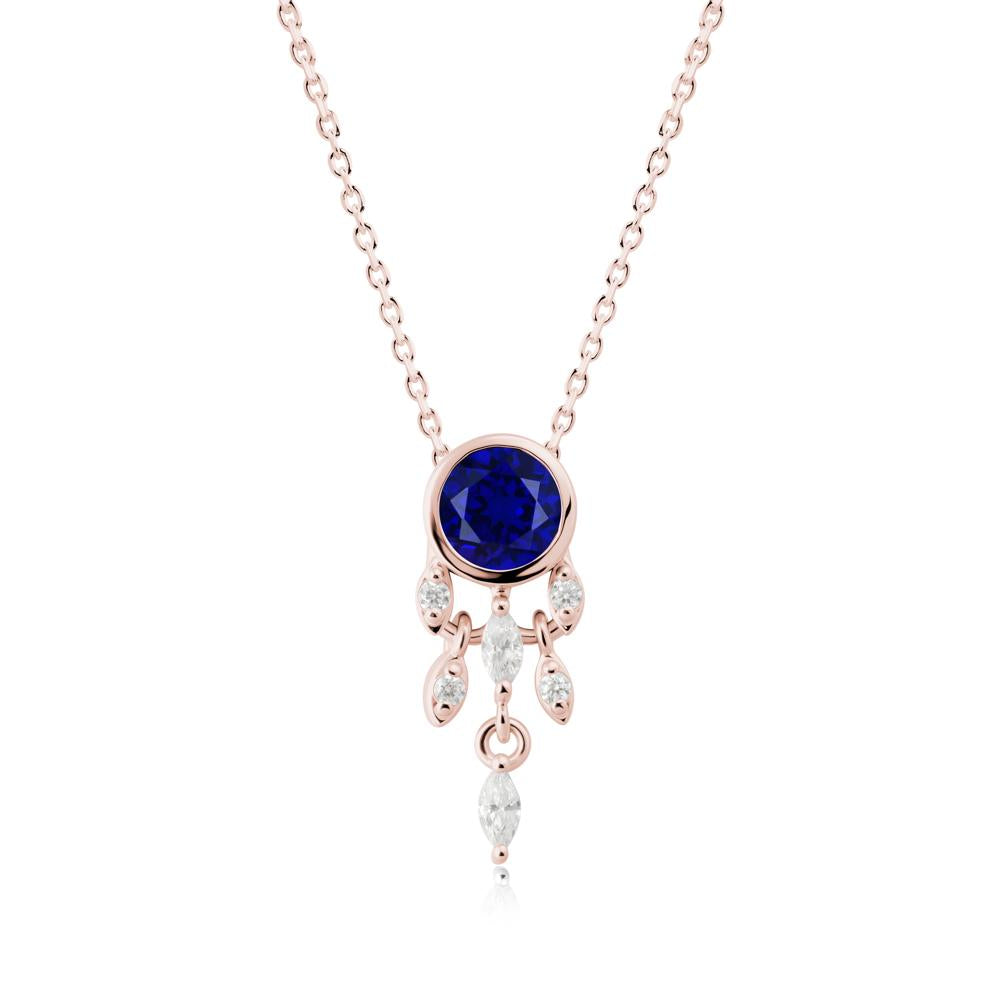 Dreamcatcher Inspired Sapphire Necklace - LUO Jewelry #metal_18k rose gold