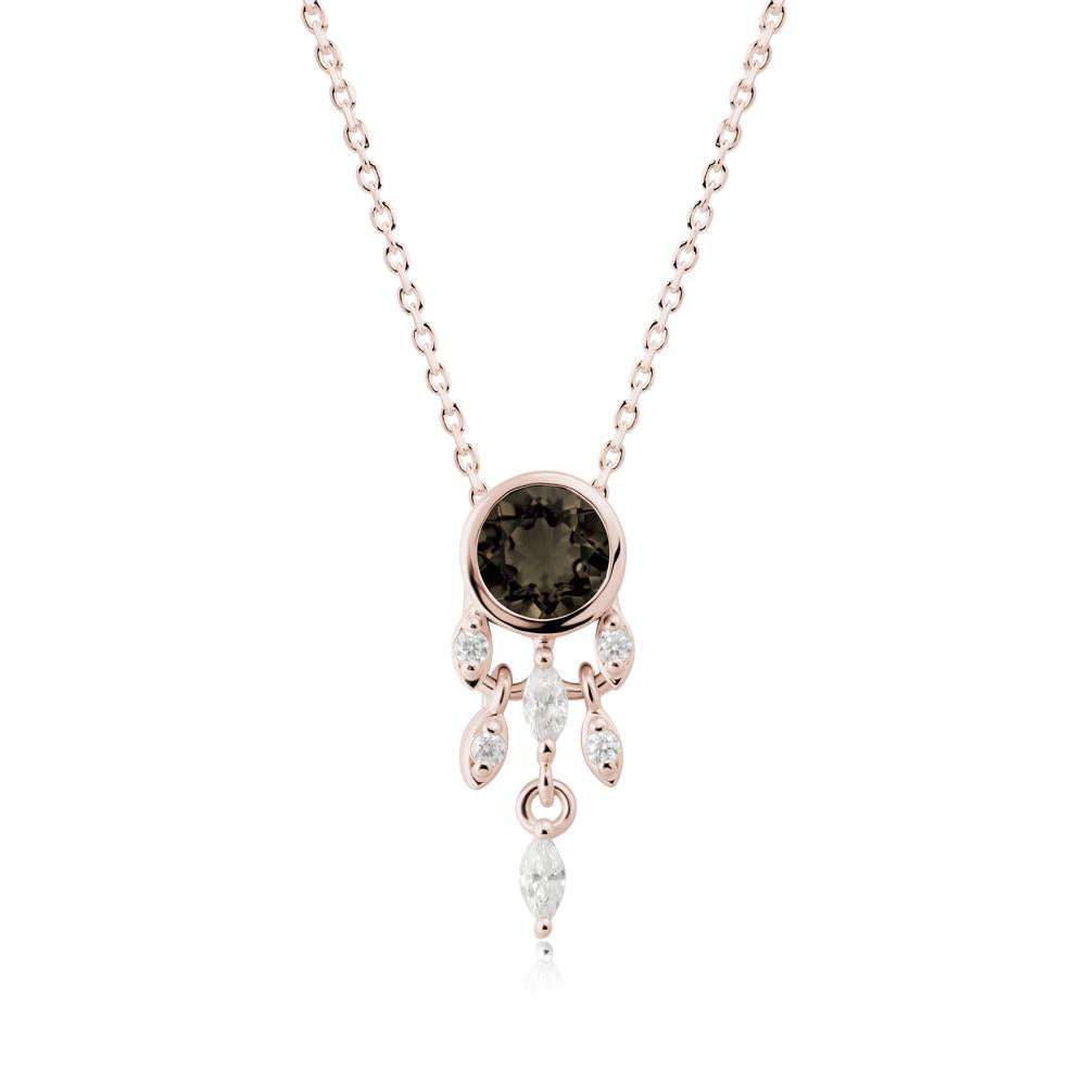 Dreamcatcher Inspired Smoky Quartz Necklace - LUO Jewelry #metal_14k rose gold