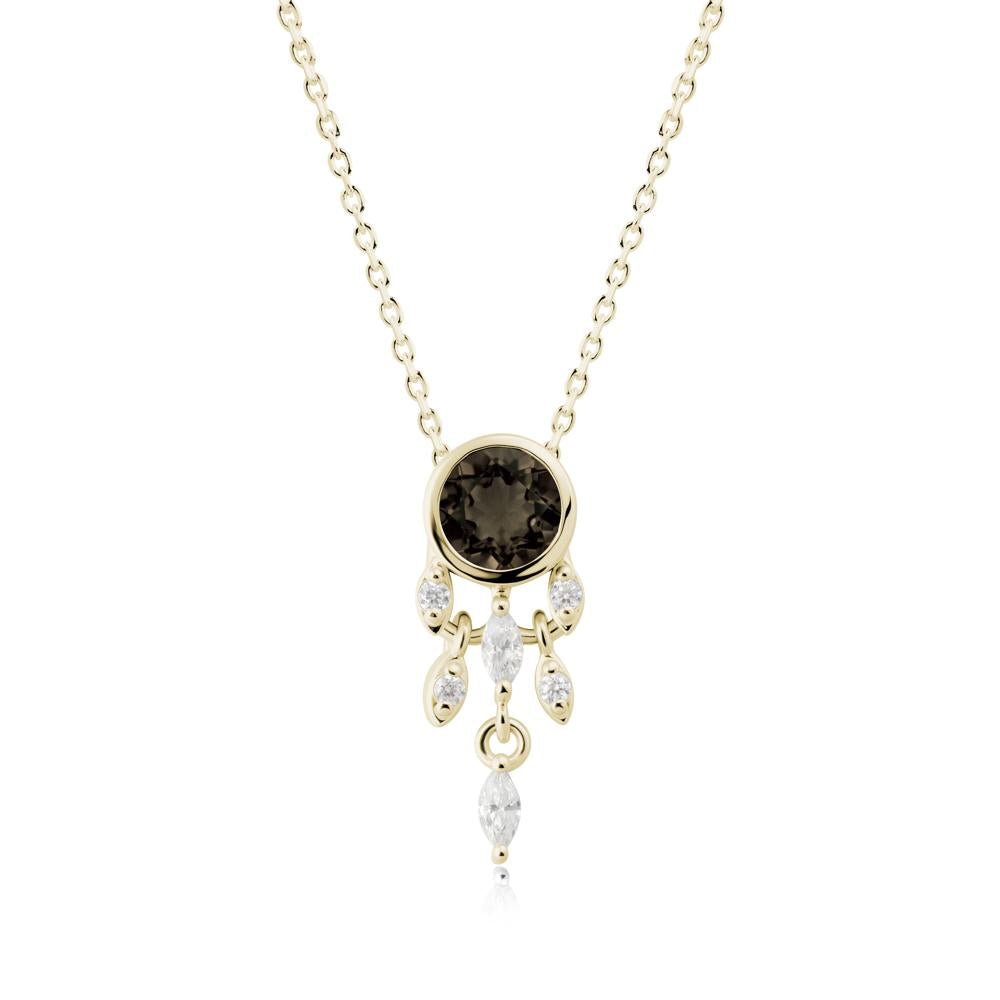 Dreamcatcher Inspired Smoky Quartz Necklace - LUO Jewelry #metal_14k yellow gold