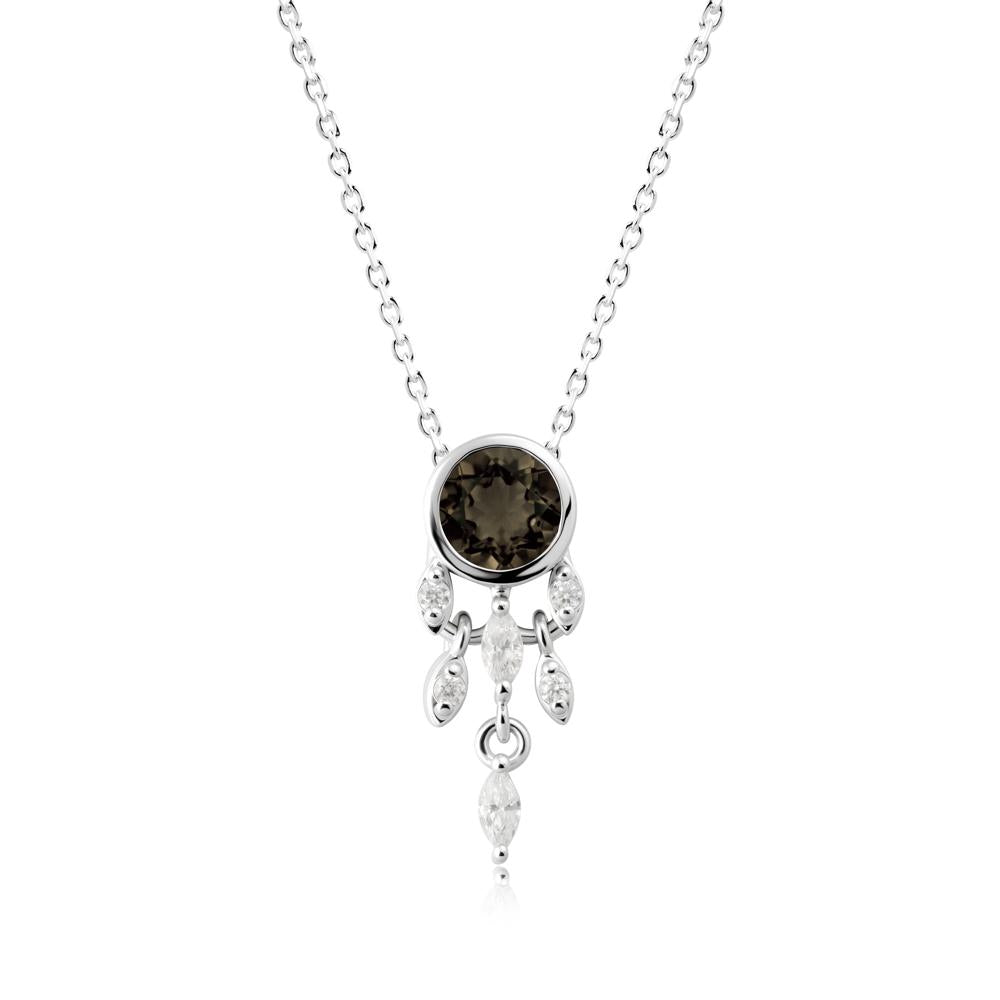 Dreamcatcher Inspired Smoky Quartz Necklace - LUO Jewelry #metal_18k white gold