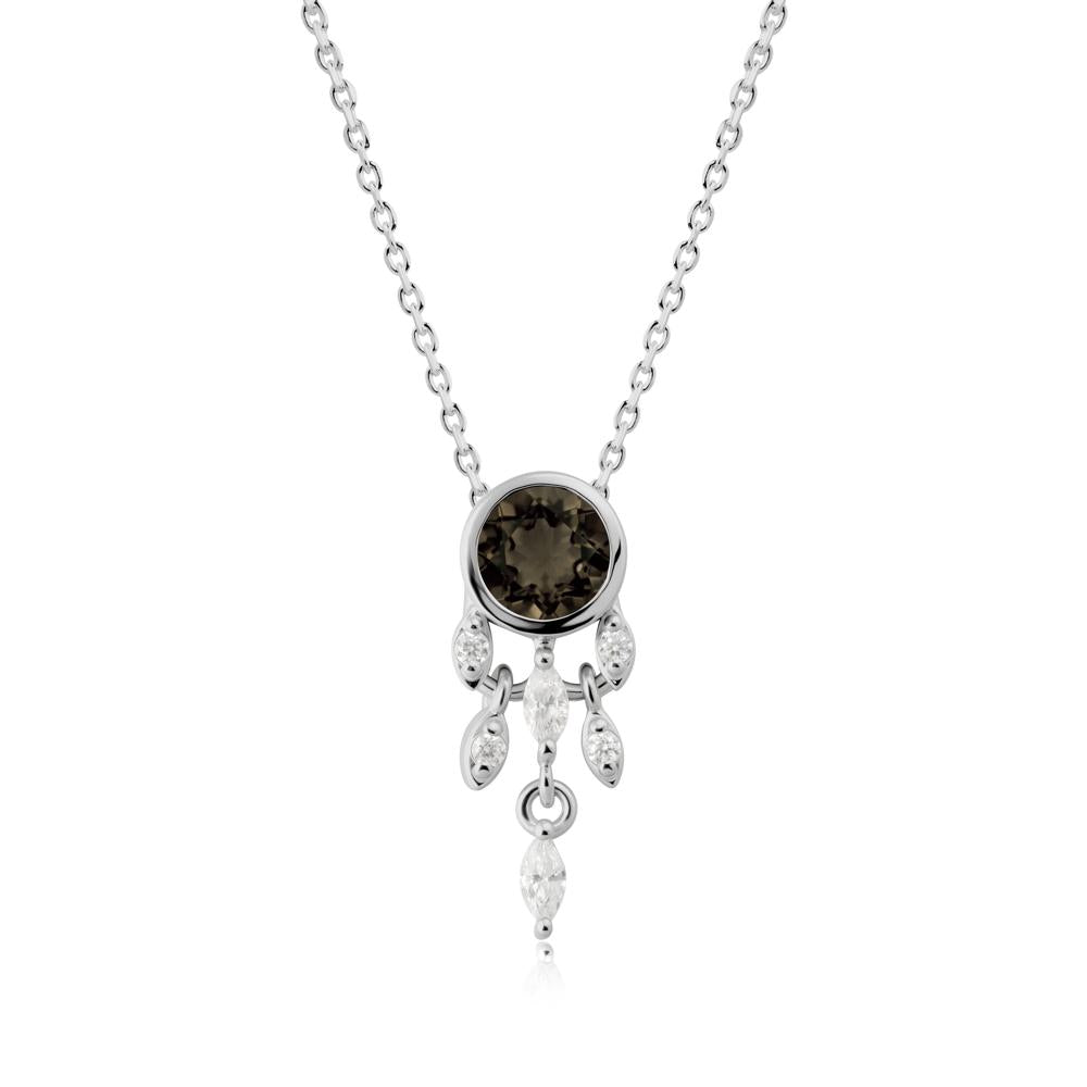 Dreamcatcher Inspired Smoky Quartz Necklace - LUO Jewelry #metal_platinum