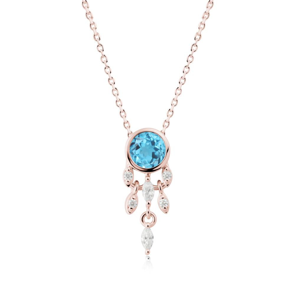 Bezel Set Round Swiss Blue Topaz Pendant - LUO Jewelry #metal_18k rose gold