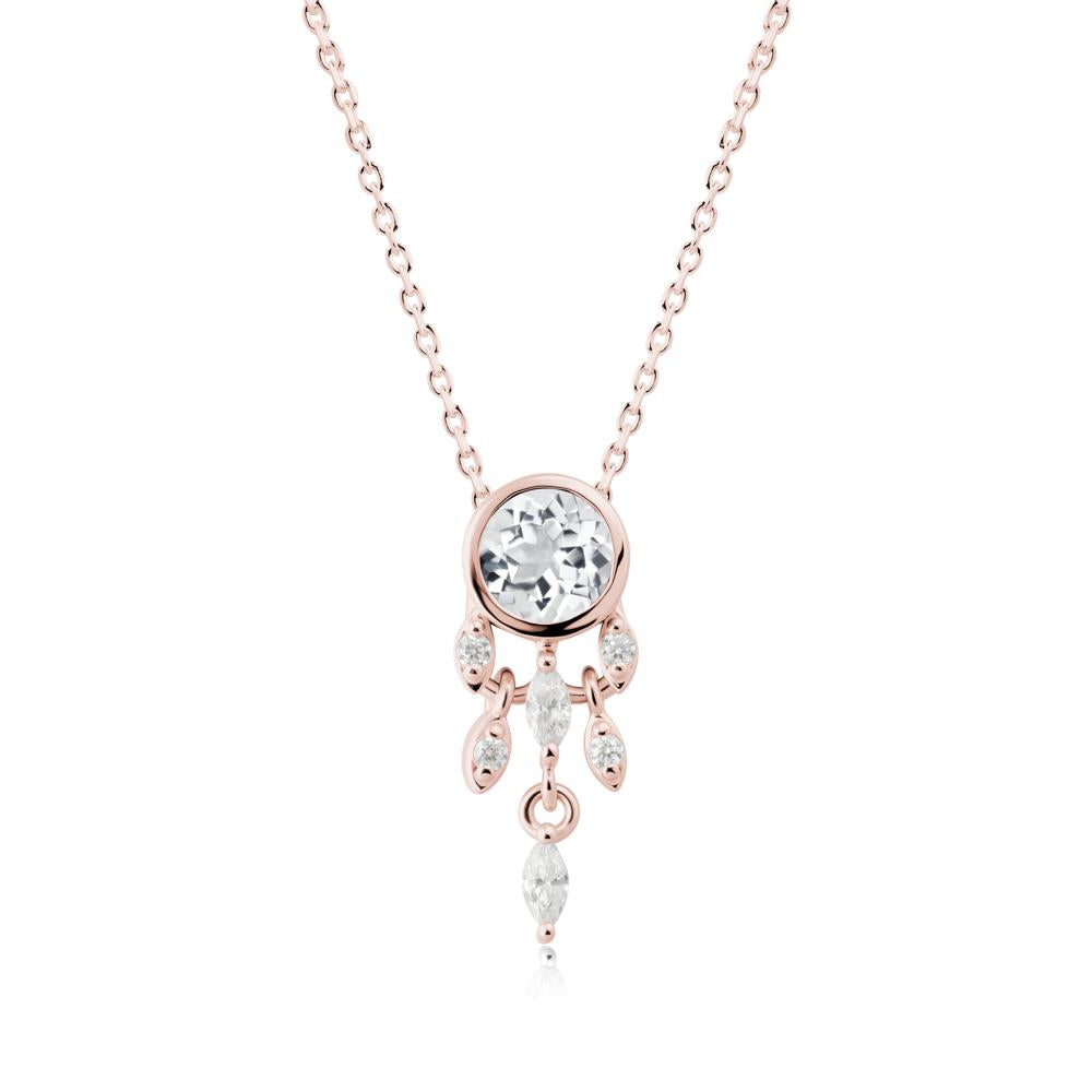 Dreamcatcher Inspired White Topaz Necklace - LUO Jewelry #metal_18k rose gold