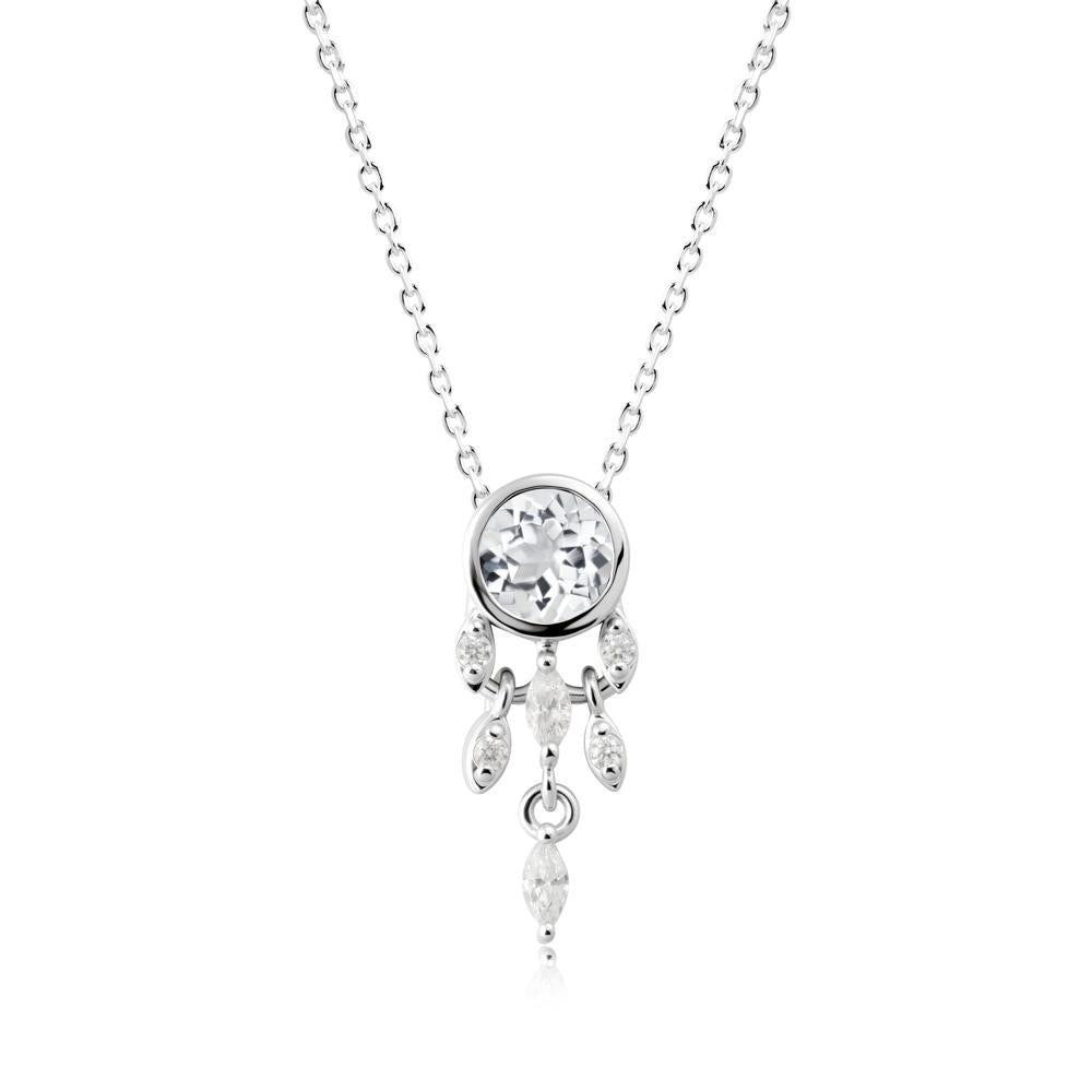 Dreamcatcher Inspired White Topaz Necklace - LUO Jewelry #metal_18k white gold