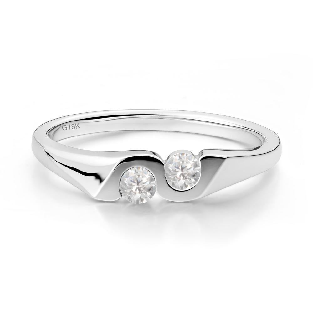Cubic Zirconia Two Stone Promise Ring - LUO Jewelry #metal_18k white gold