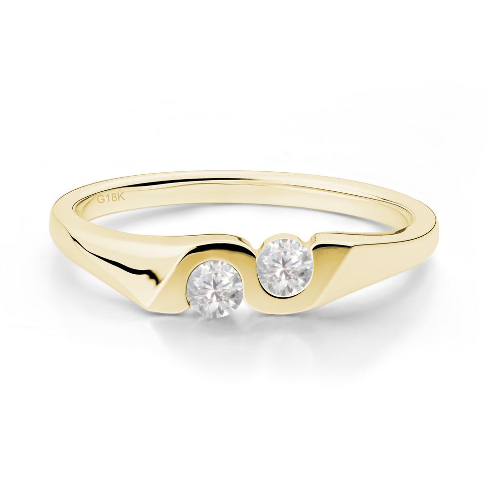 Cubic Zirconia Two Stone Promise Ring - LUO Jewelry #metal_18k yellow gold