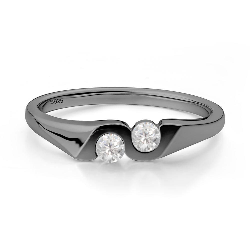 Cubic Zirconia Two Stone Promise Ring - LUO Jewelry #metal_black finish sterling silver