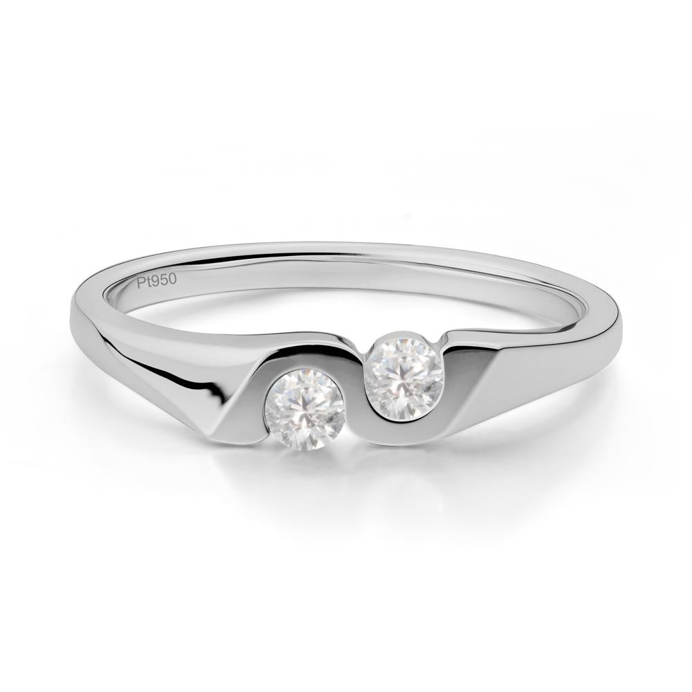 Cubic Zirconia Two Stone Promise Ring - LUO Jewelry #metal_platinum