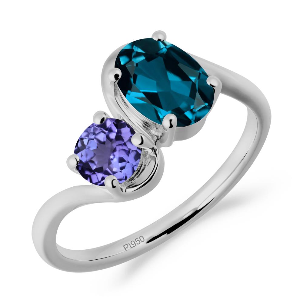 Wavy Bypass London Blue Topaz and Tanzanite Toi Et Moi Ring - LUO Jewelry #metal_platinum
