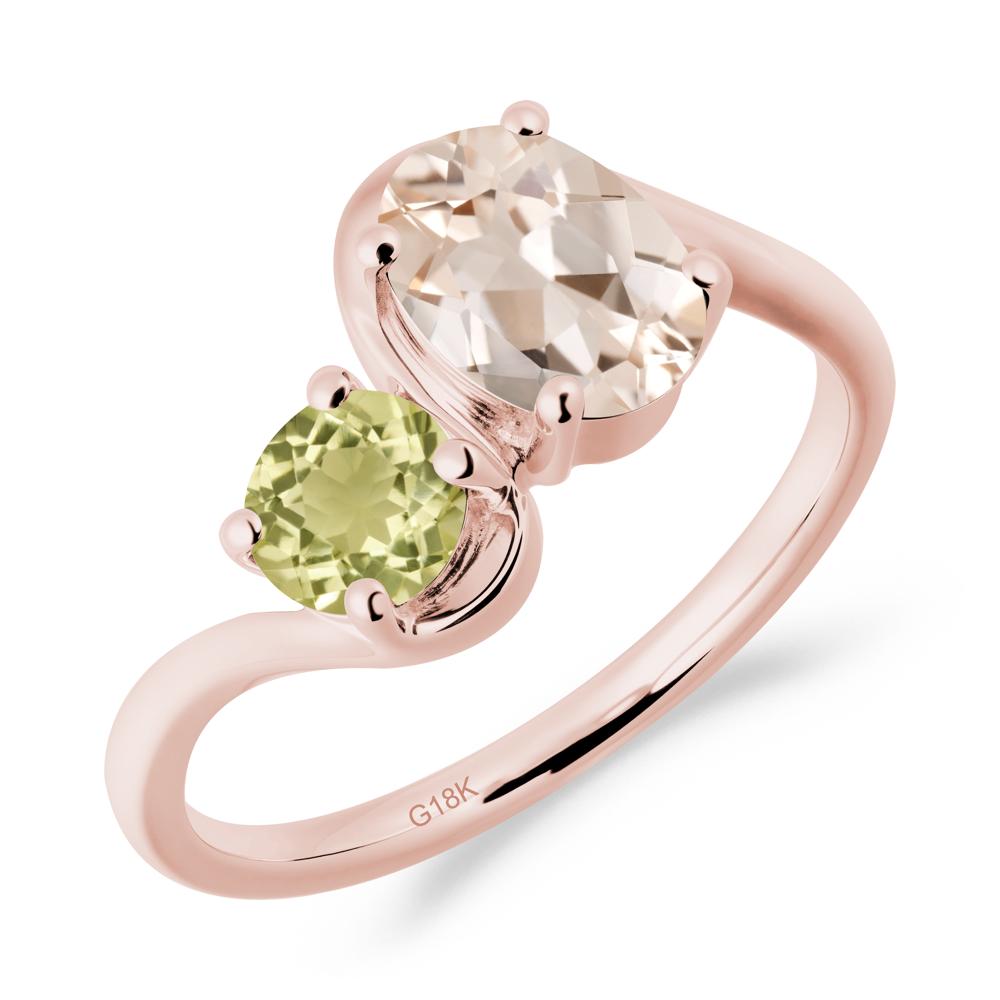 Wavy Bypass Ring with Morganite and Lemon Quartz - LUO Jewelry #metal_18k rose gold