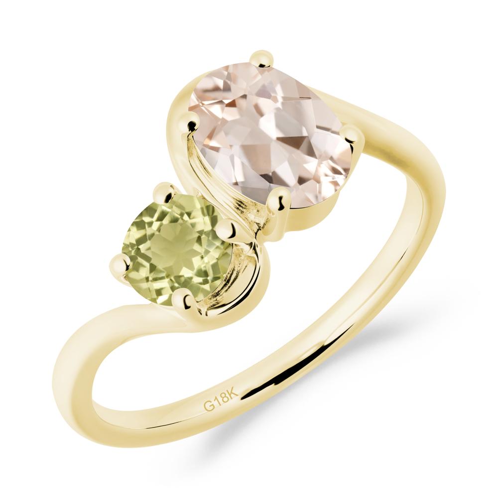 Wavy Bypass Ring with Morganite and Lemon Quartz - LUO Jewelry #metal_18k yellow gold