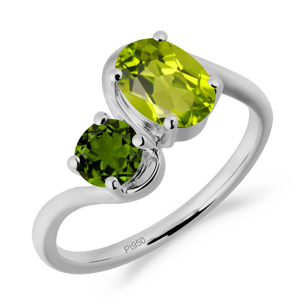 Wavy Bypass Peridot and Diopside Toi Et Moi Ring - LUO Jewelry #metal_platinum