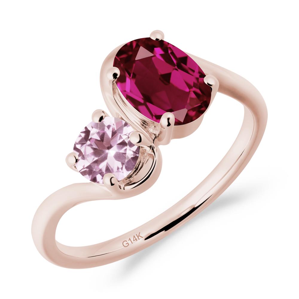 Wavy Bypass Ring with Ruby and Pink Sapphire - LUO Jewelry #metal_14k rose gold