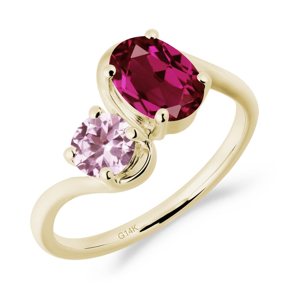 Wavy Bypass Ring with Ruby and Pink Sapphire - LUO Jewelry #metal_14k yellow gold