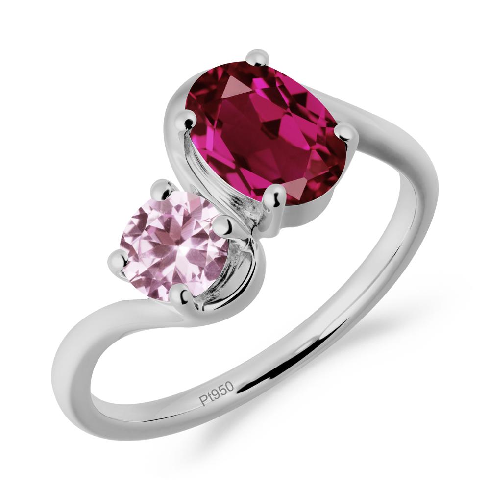Wavy Bypass Ring with Ruby and Pink Sapphire - LUO Jewelry #metal_platinum
