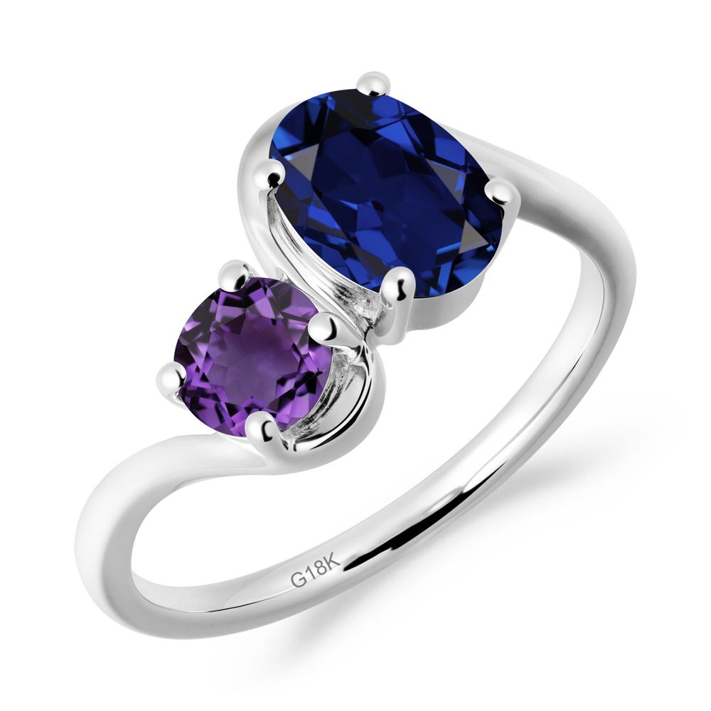 Wavy Bypass Sapphire and Amethyst Toi Et Moi Ring - LUO Jewelry #metal_18k white gold